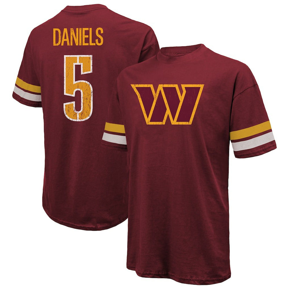 Jayden Daniels Washington Commanders Majestic Threads Name & Number Oversize Fit T-Shirt Burgundy
