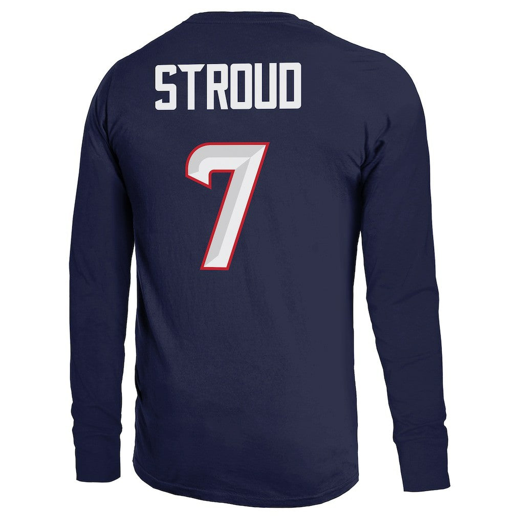 C.J. Stroud Houston Texans Majestic Threads Name & Number Non-Distressed Long Sleeve T-Shirt Navy