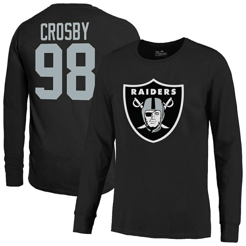 Maxx Crosby Las Vegas Raiders Majestic Threads Name & Number Non-Distressed Long Sleeve T-Shirt Black