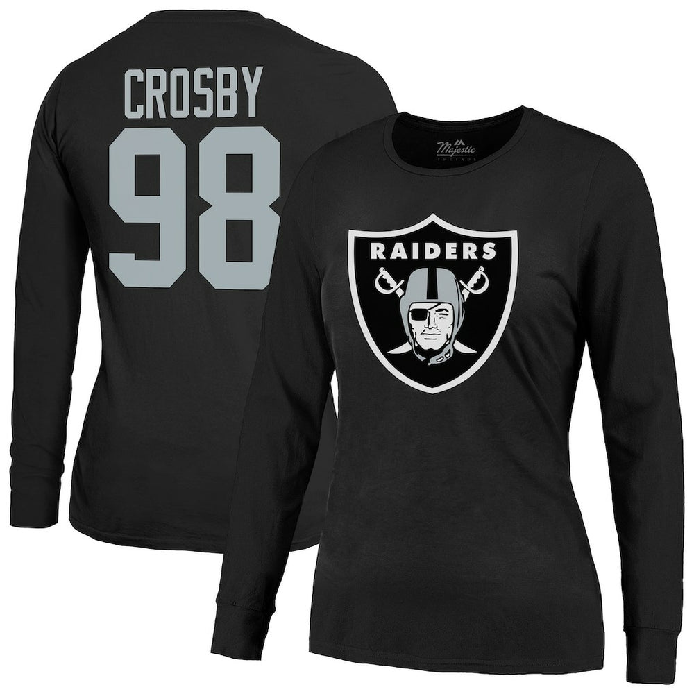 Maxx Crosby Las Vegas Raiders Majestic Threads Women's Player Name & Number Long Sleeve T-Shirt Black