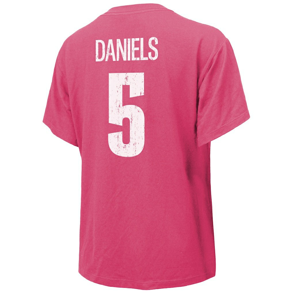 Jayden Daniels Washington Commanders Majestic Threads Women's Name & Number T-Shirt Pink