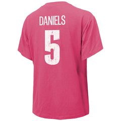Jayden Daniels Washington Commanders Majestic Threads Women's Name & Number T-Shirt Pink