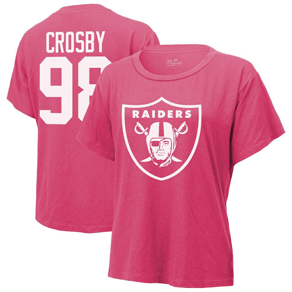 Maxx Crosby Las Vegas Raiders Majestic Threads Women's Name & Number T-Shirt Pink