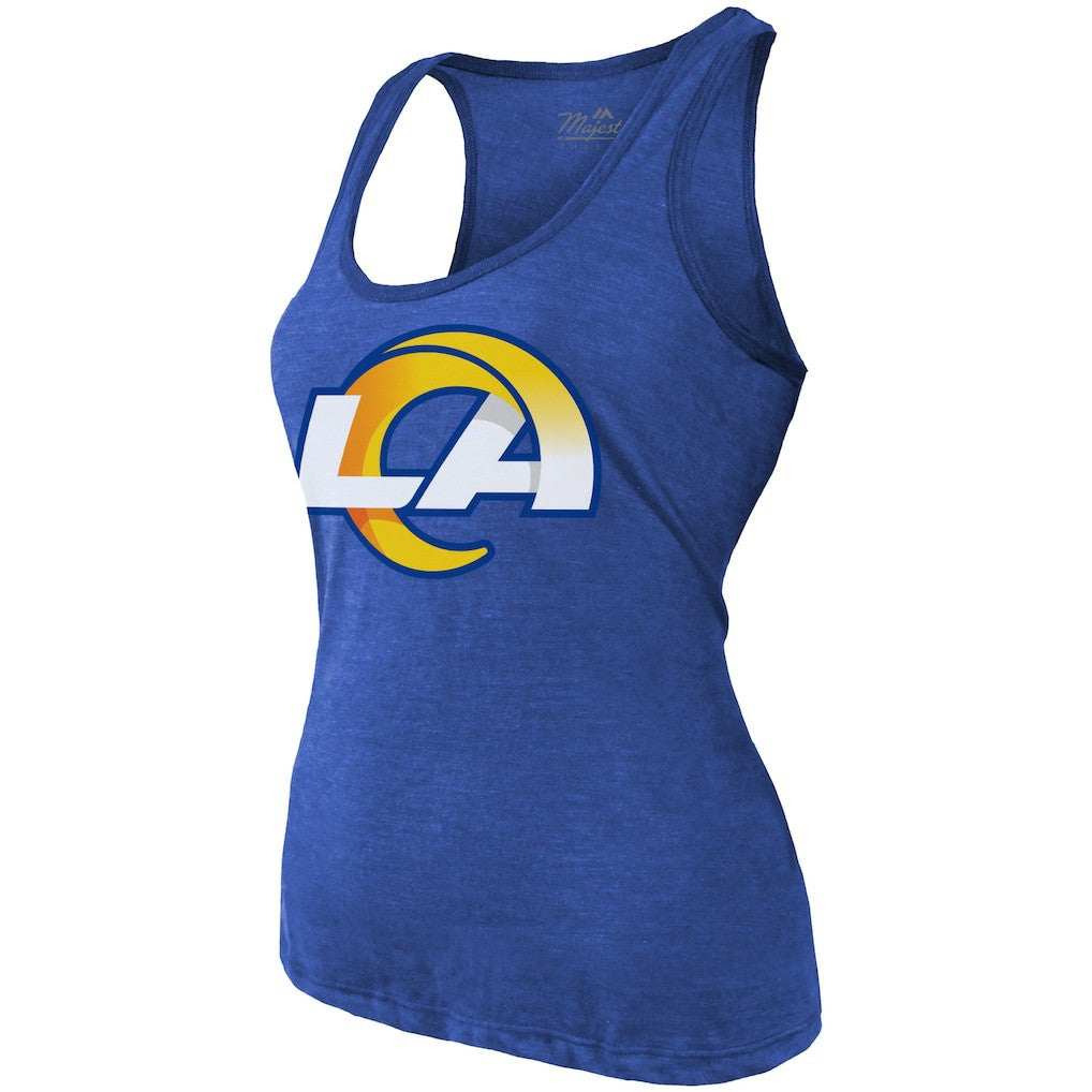 Puka Nacua Los Angeles Rams Majestic Threads Women's Name & Number Tri-Blend Scoop Neck Tank Top Royal