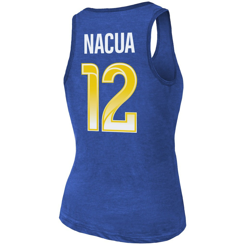 Puka Nacua Los Angeles Rams Majestic Threads Women's Name & Number Tri-Blend Scoop Neck Tank Top Royal