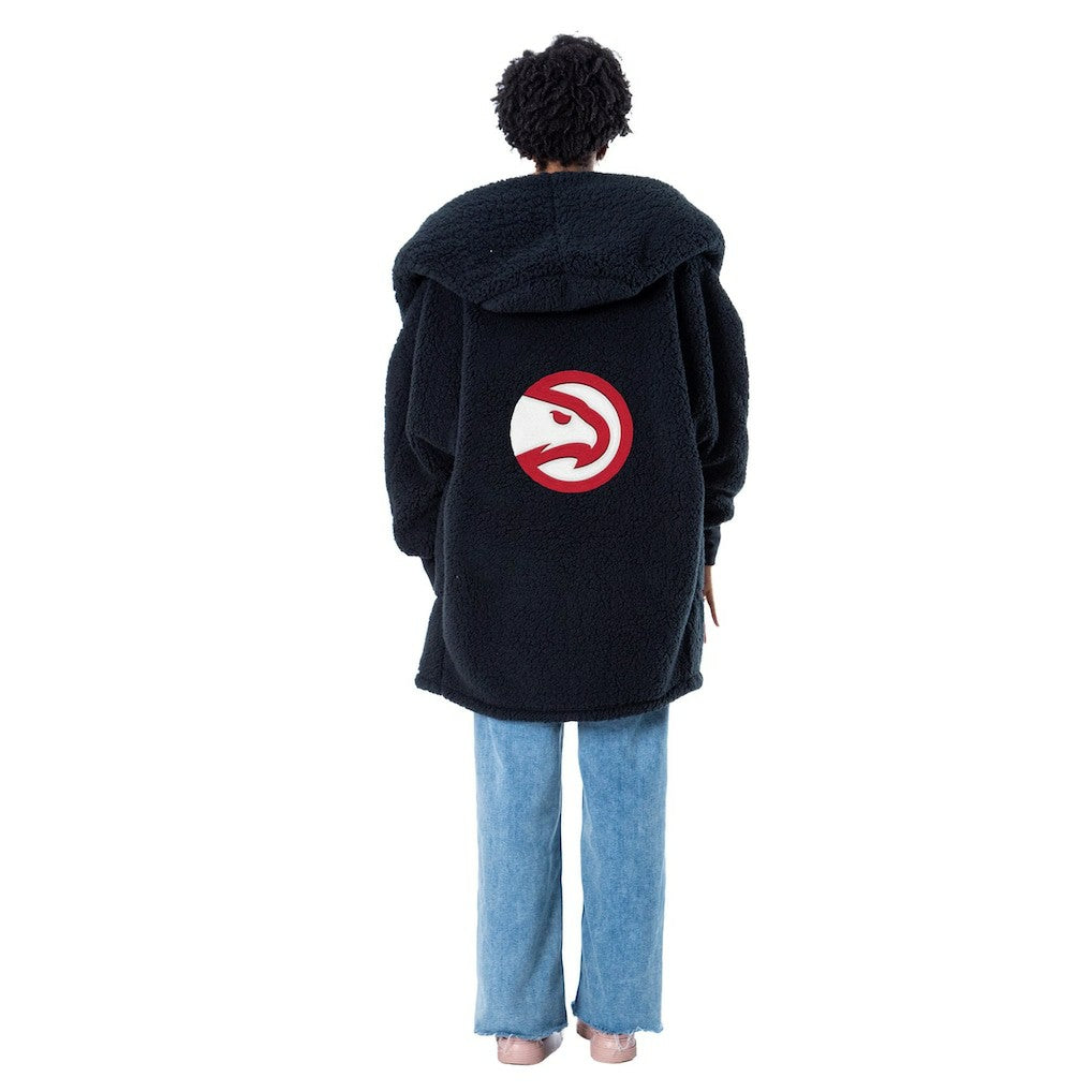 The Best Lounger in the World By Jill Martin Atlanta Hawks Unisex Black Oversized Open-Front Hoodie Sweater
