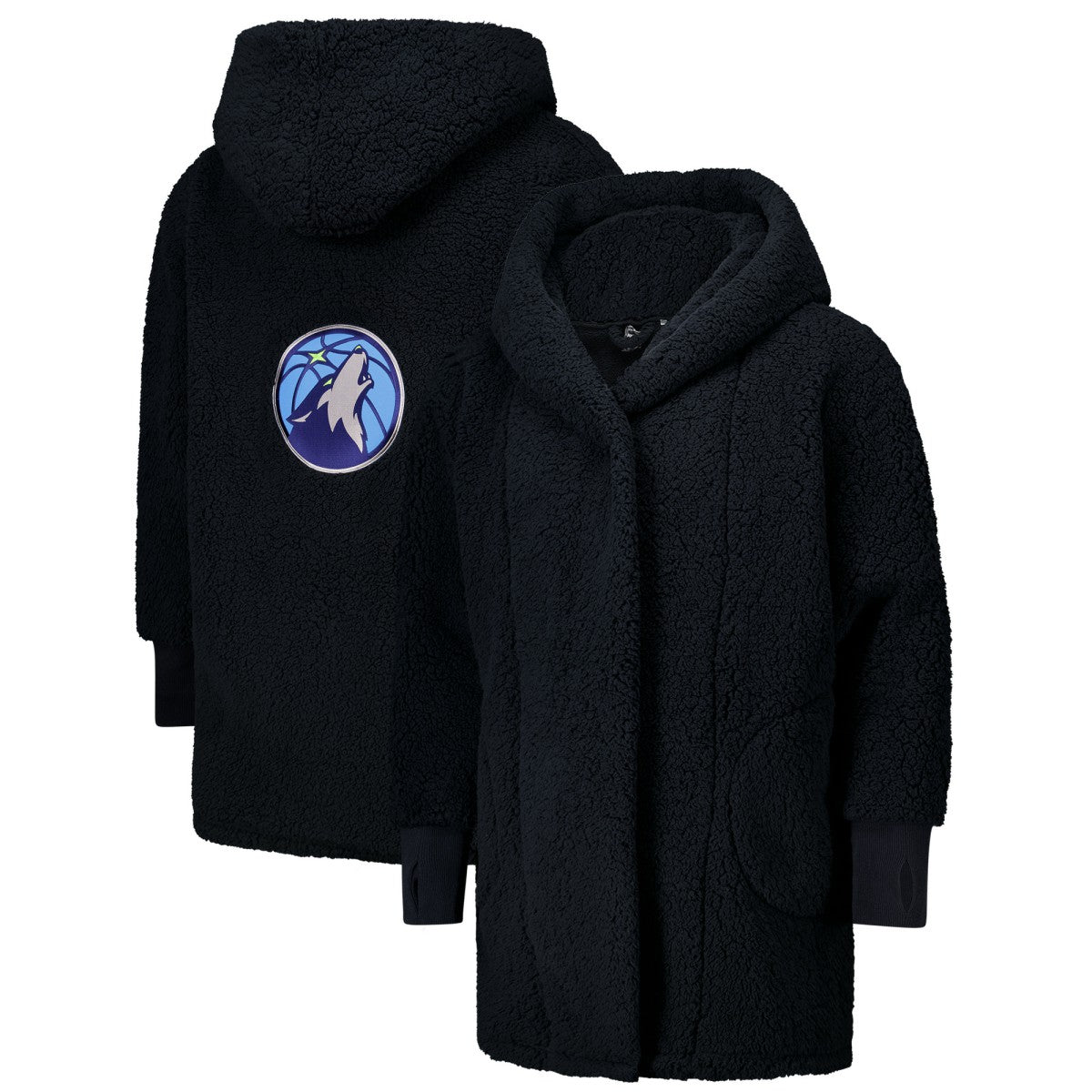 The Best Lounger in the World By Jill Martin Minnesota Timberwolves Unisex Navy Oversized Open-Front Hoodie Sweater