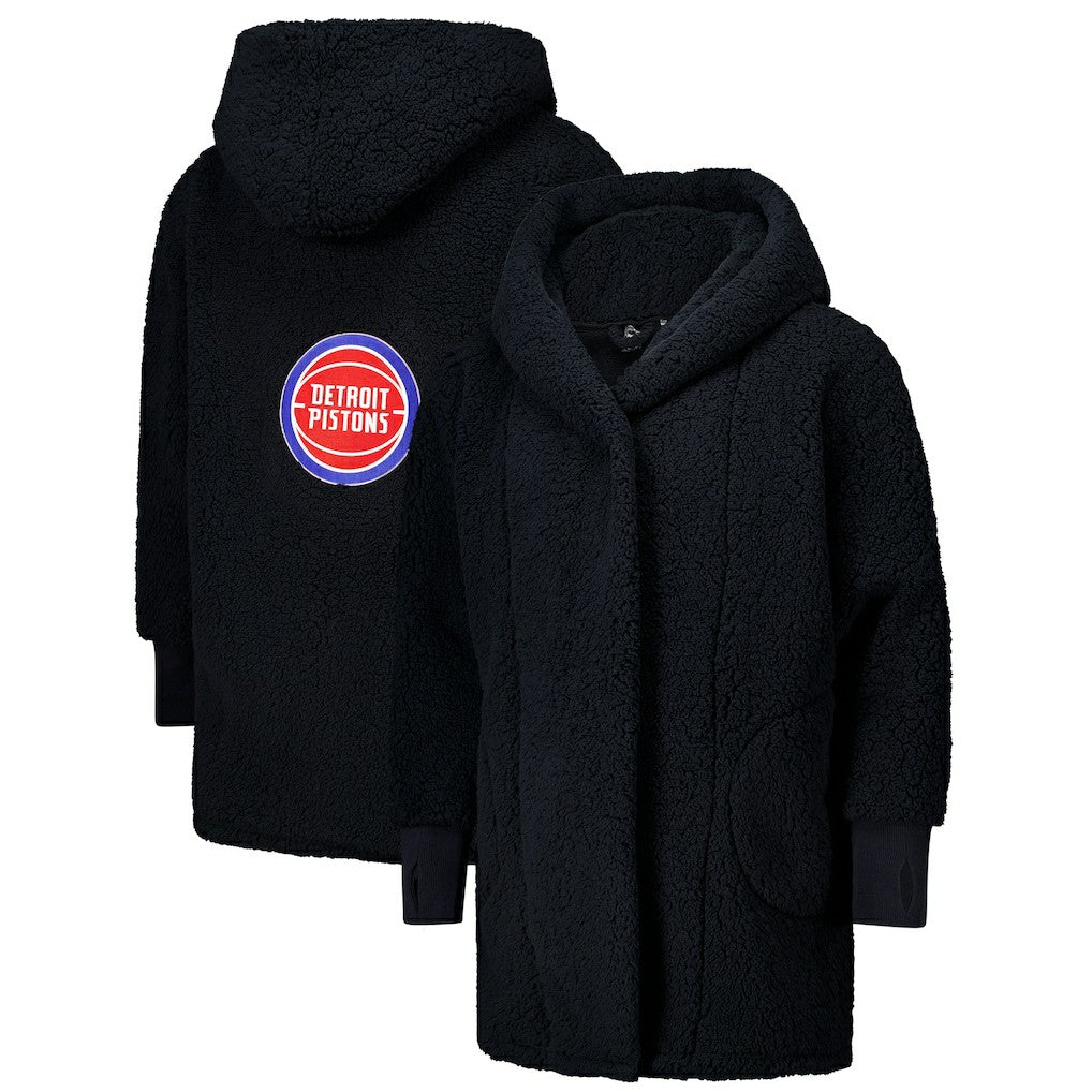 The Best Lounger in the World By Jill Martin Detroit Pistons Unisex Black Oversized Open-Front Hoodie Sweater