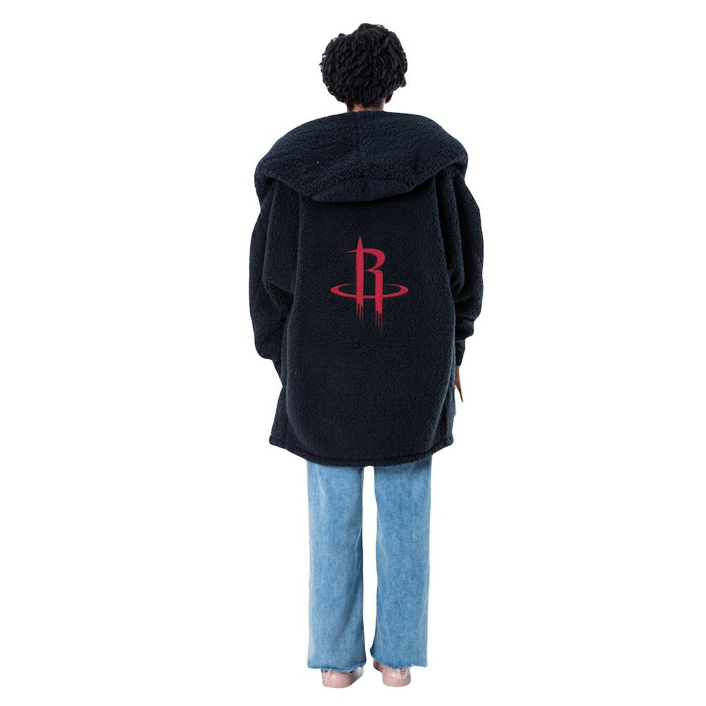 The Best Lounger in the World By Jill Martin Houston Rockets Unisex Black Oversized Open-Front Hoodie Sweater