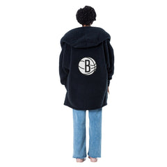 The Best Lounger in the World By Jill Martin Brooklyn Nets Unisex Black Oversized Open-Front Hoodie Sweater