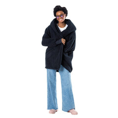 The Best Lounger in the World By Jill Martin Brooklyn Nets Unisex Black Oversized Open-Front Hoodie Sweater