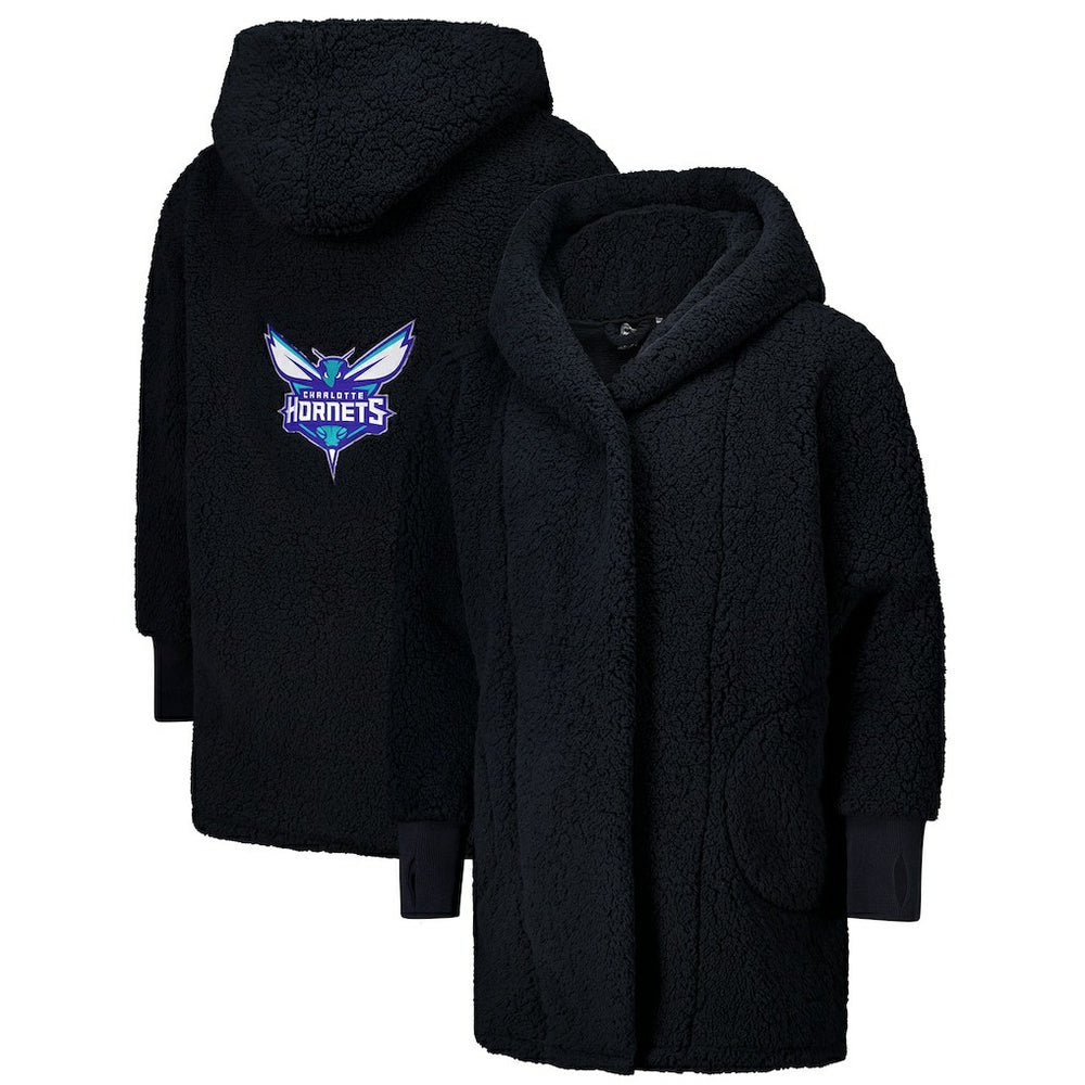 The Best Lounger in the World By Jill Martin Charlotte Hornets Unisex Black Oversized Open-Front Hoodie Sweater