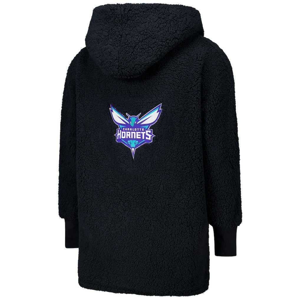 The Best Lounger in the World By Jill Martin Charlotte Hornets Unisex Black Oversized Open-Front Hoodie Sweater