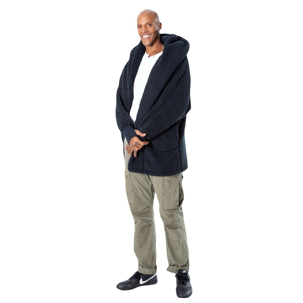 The Best Lounger in the World By Jill Martin Charlotte Hornets Unisex Black Oversized Open-Front Hoodie Sweater