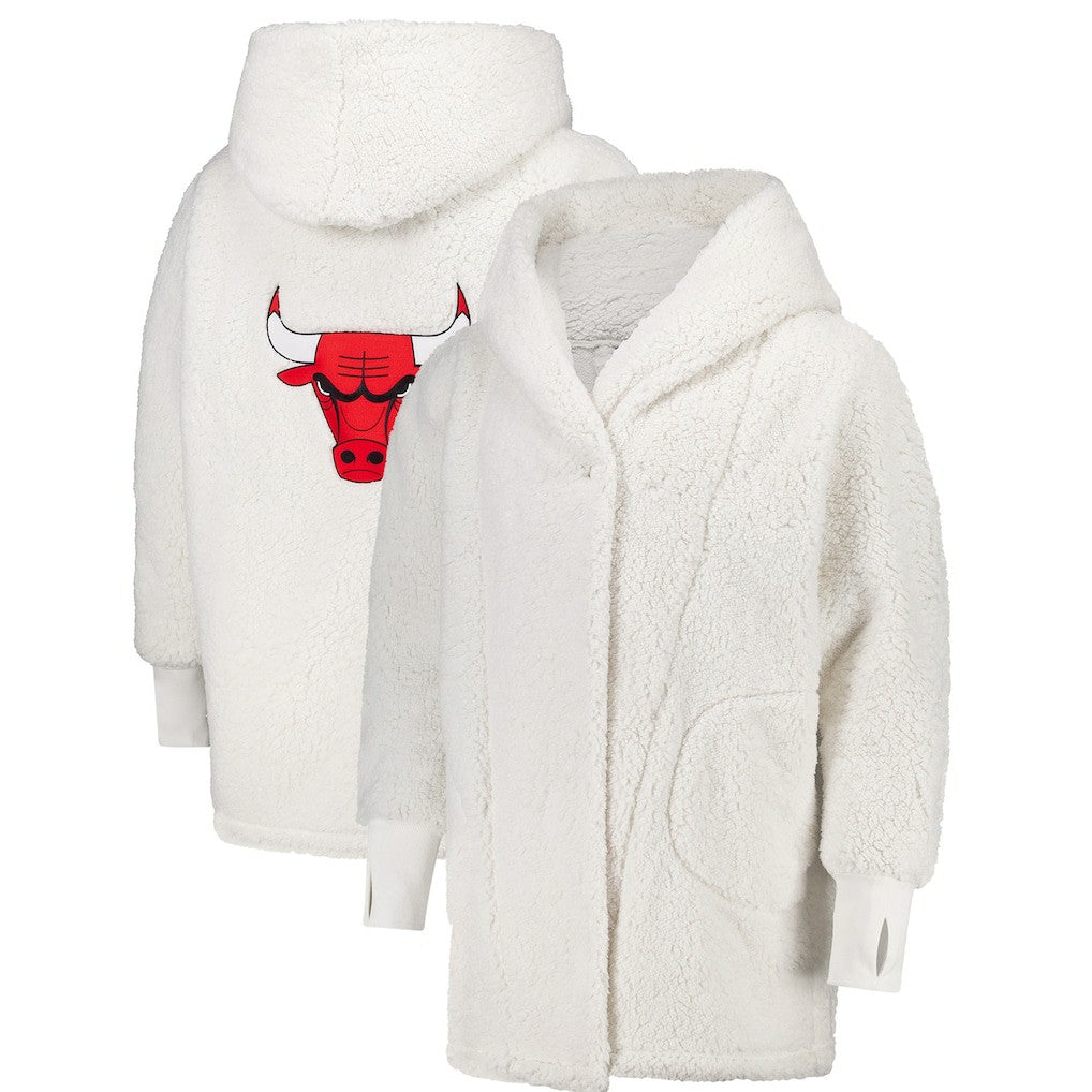 The Best Lounger in the World By Jill Martin Chicago Bulls Unisex Cream Oversized Open-Front Hoodie Sweater
