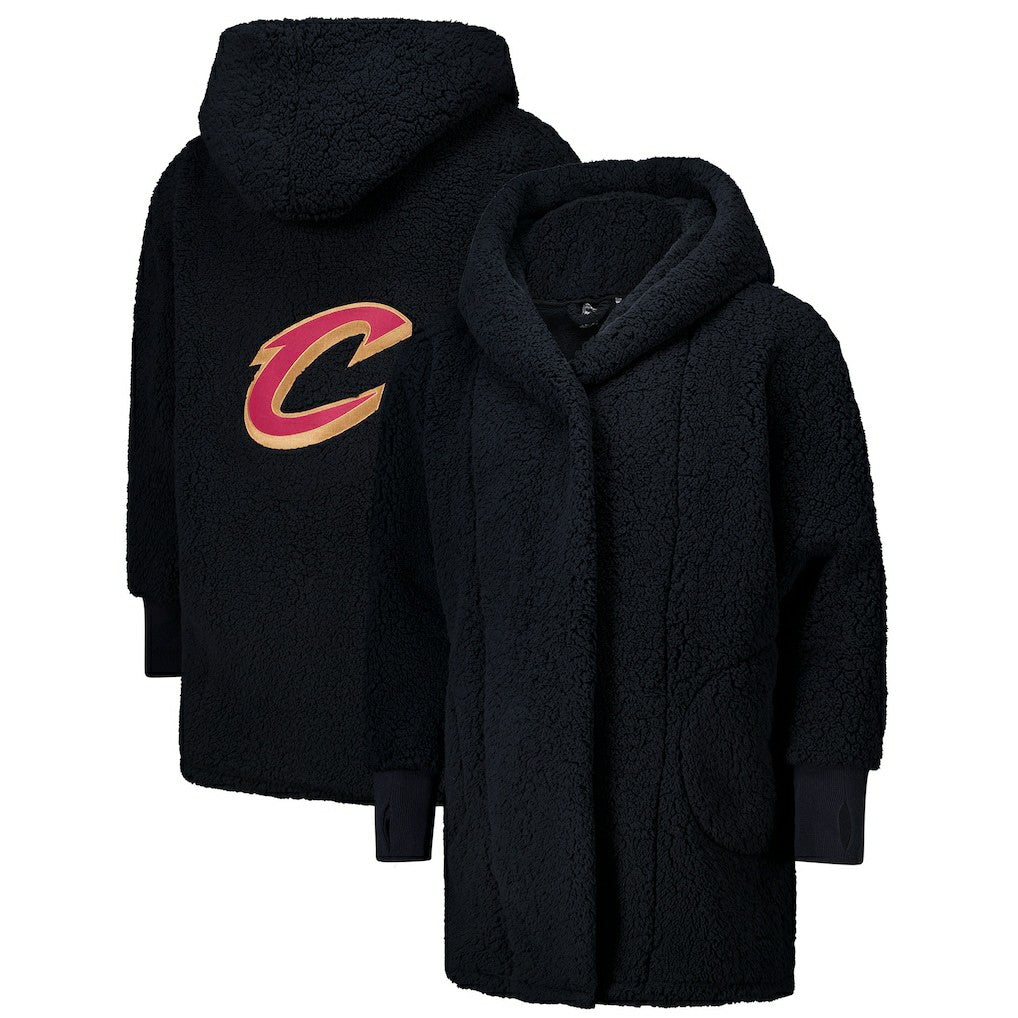 The Best Lounger in the World By Jill Martin Cleveland Cavaliers Unisex Black Oversized Open-Front Hoodie Sweater