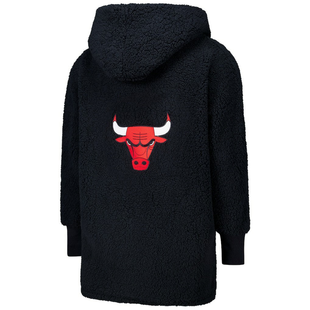 The Best Lounger in the World By Jill Martin Chicago Bulls Unisex Black Oversized Open-Front Hoodie Sweater