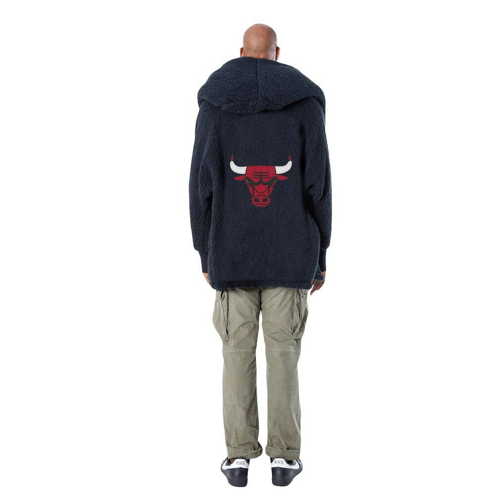 The Best Lounger in the World By Jill Martin Chicago Bulls Unisex Black Oversized Open-Front Hoodie Sweater