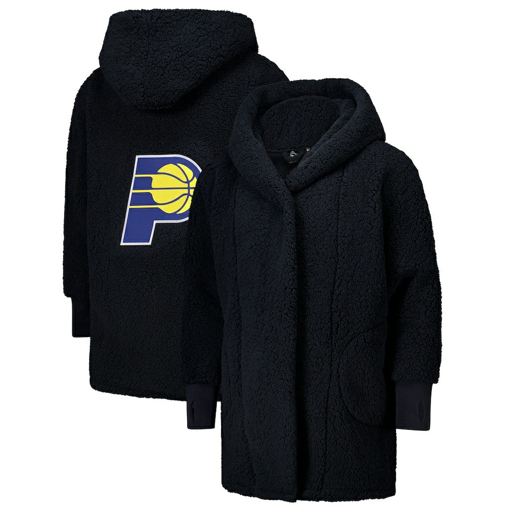 The Best Lounger in the World By Jill Martin Indiana Pacers Unisex Black Oversized Open-Front Hoodie Sweater