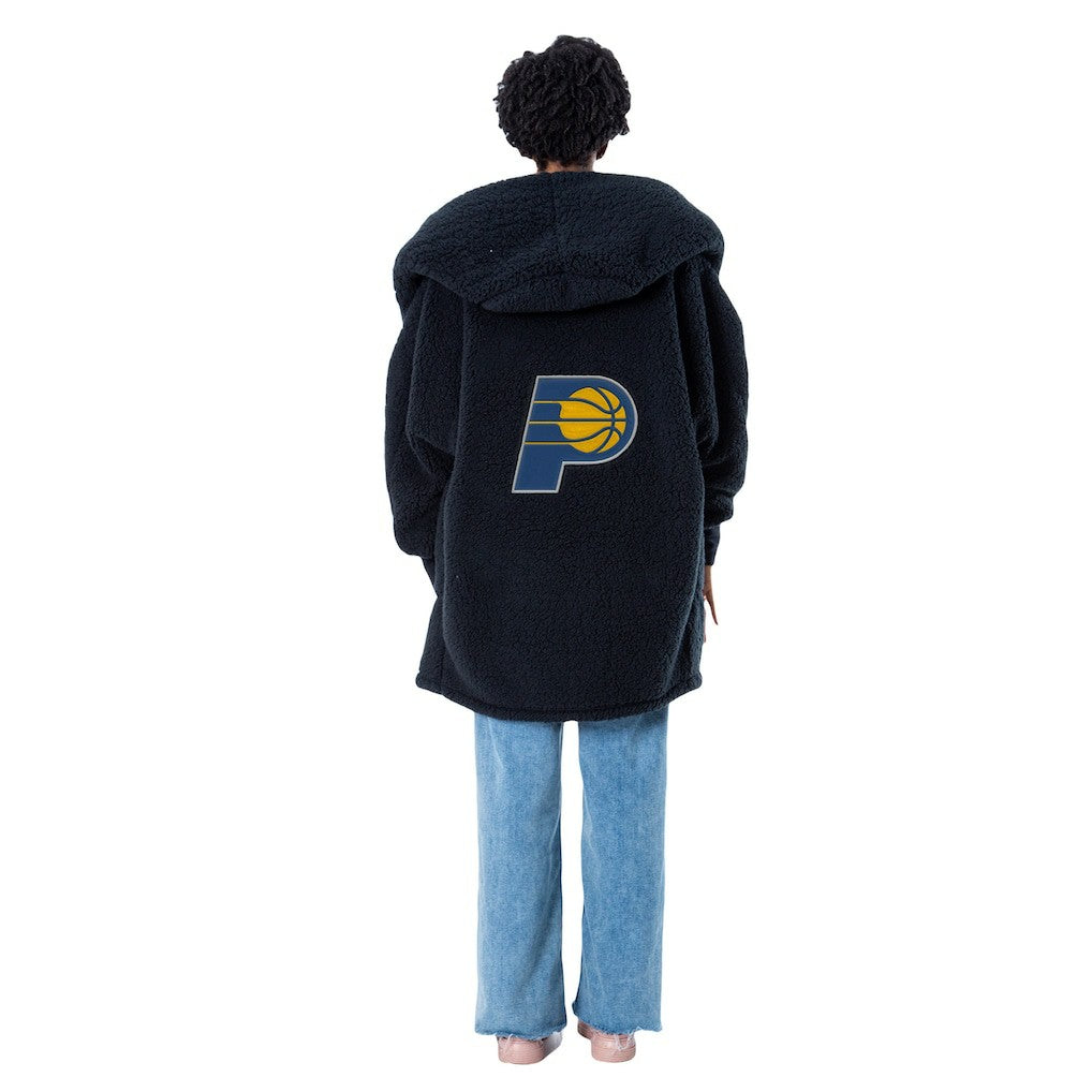 The Best Lounger in the World By Jill Martin Indiana Pacers Unisex Black Oversized Open-Front Hoodie Sweater