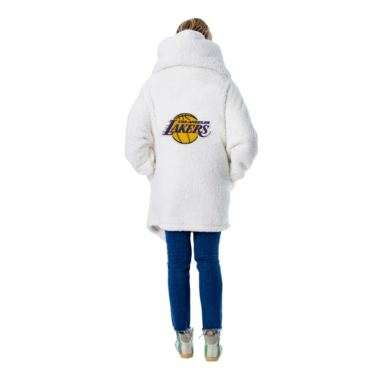 The Best Lounger in the World By Jill Martin Los Angeles Lakers Unisex Cream Oversized Open-Front Hoodie Sweater