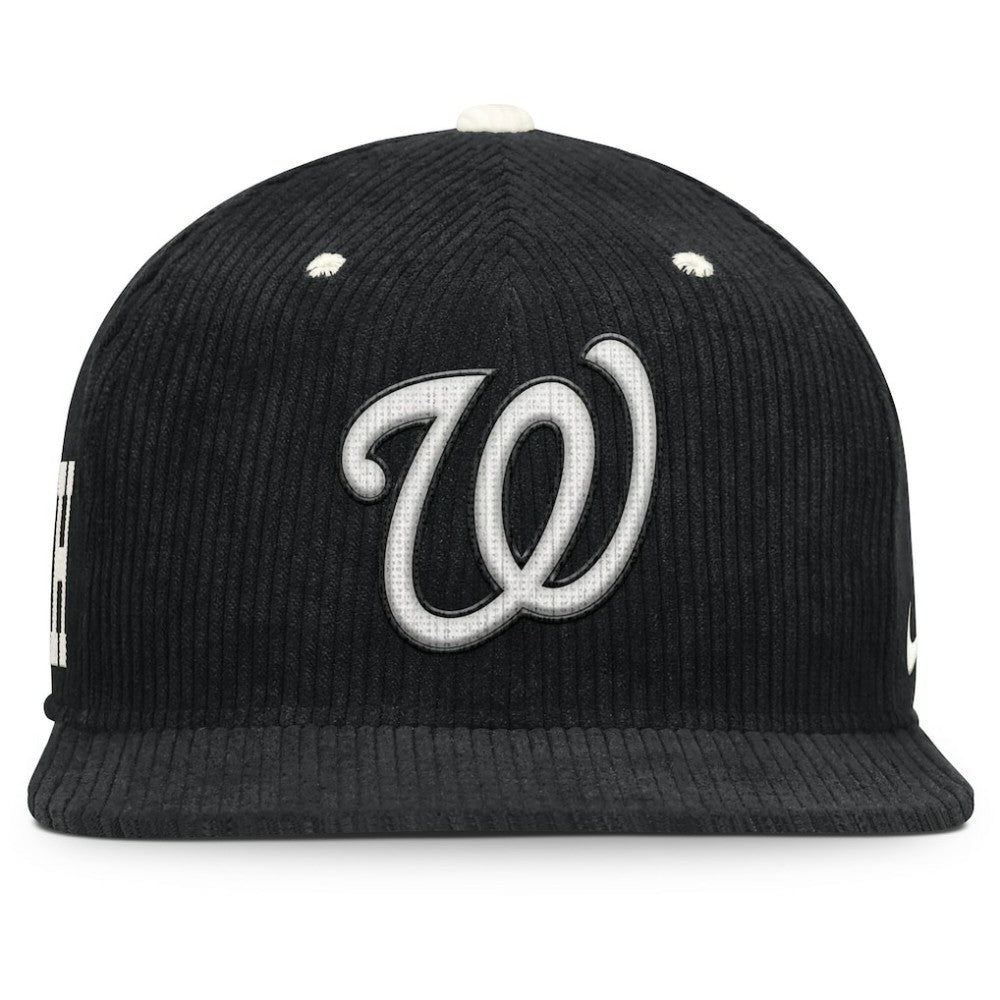 Washington Nationals Nike Pro Corduroy Structured Snapback Hat - Black Hats