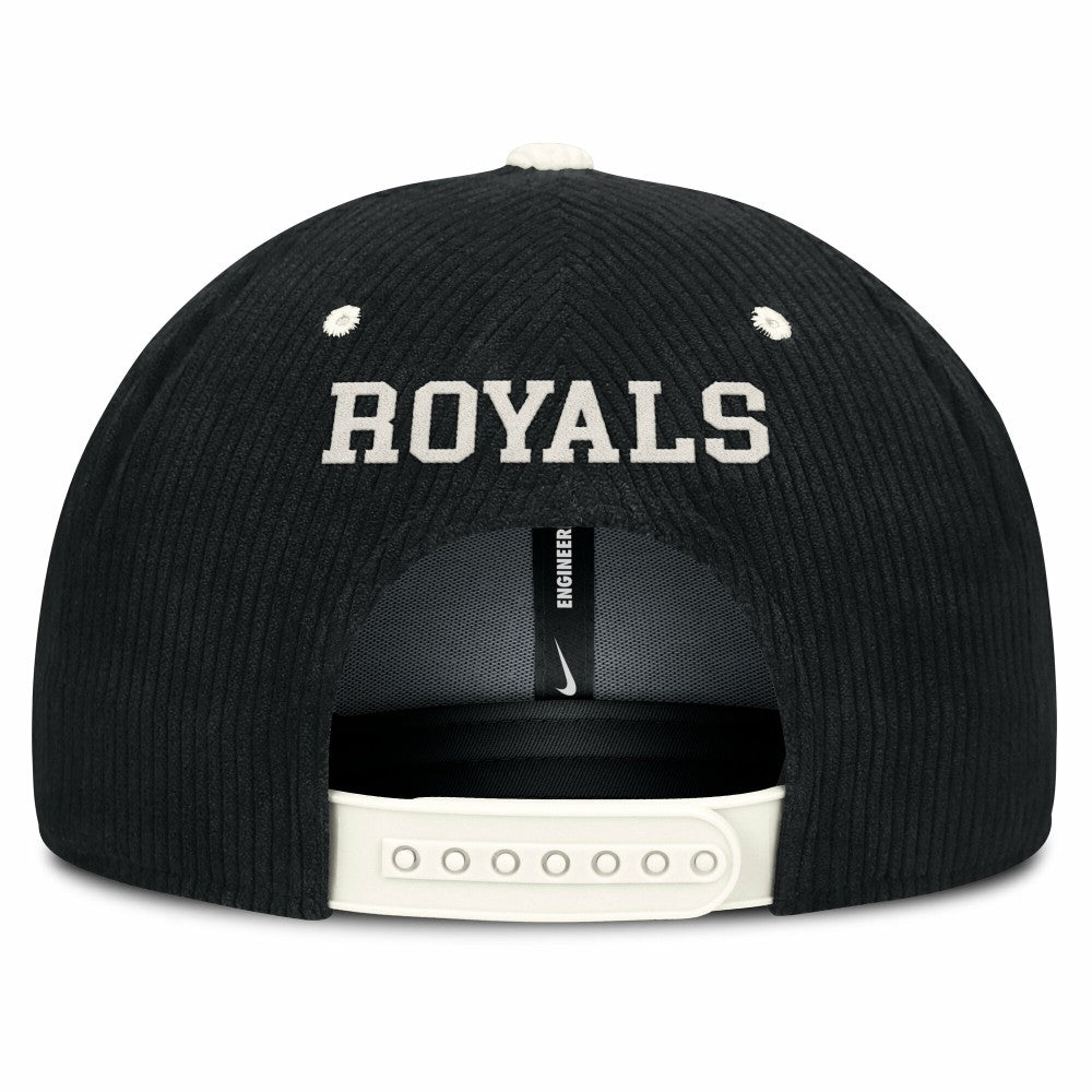 Kansas City Royals Nike Pro Corduroy Structured Snapback Hat - Black Hats