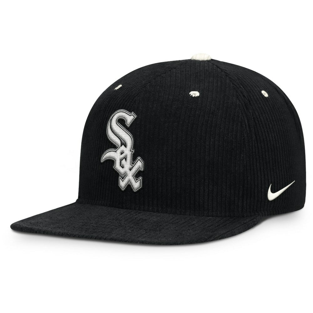 Chicago White Sox Nike Pro Corduroy Structured Snapback Hat - Black Hats