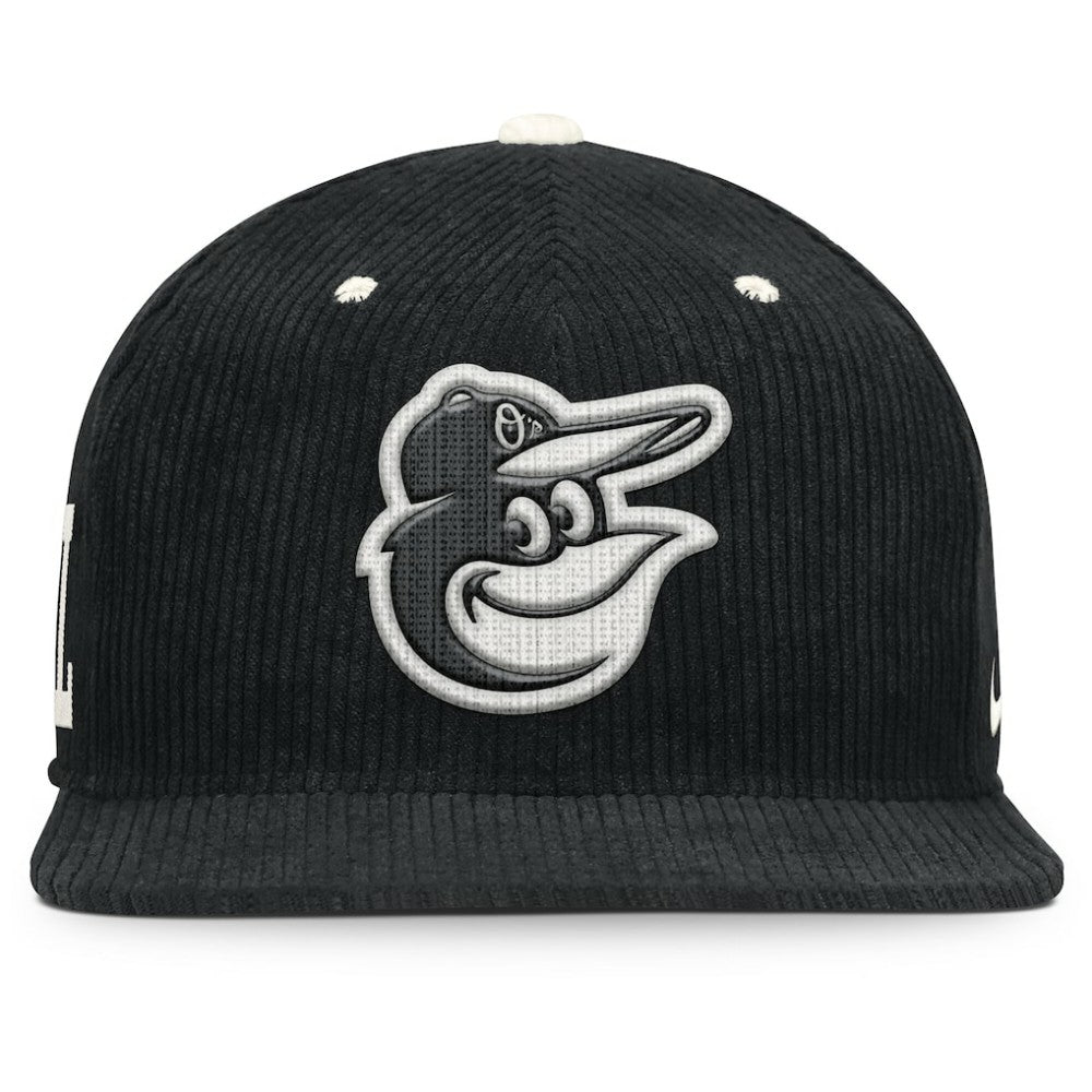 Baltimore Orioles Nike Pro Corduroy Structured Snapback Hat - Black Hats
