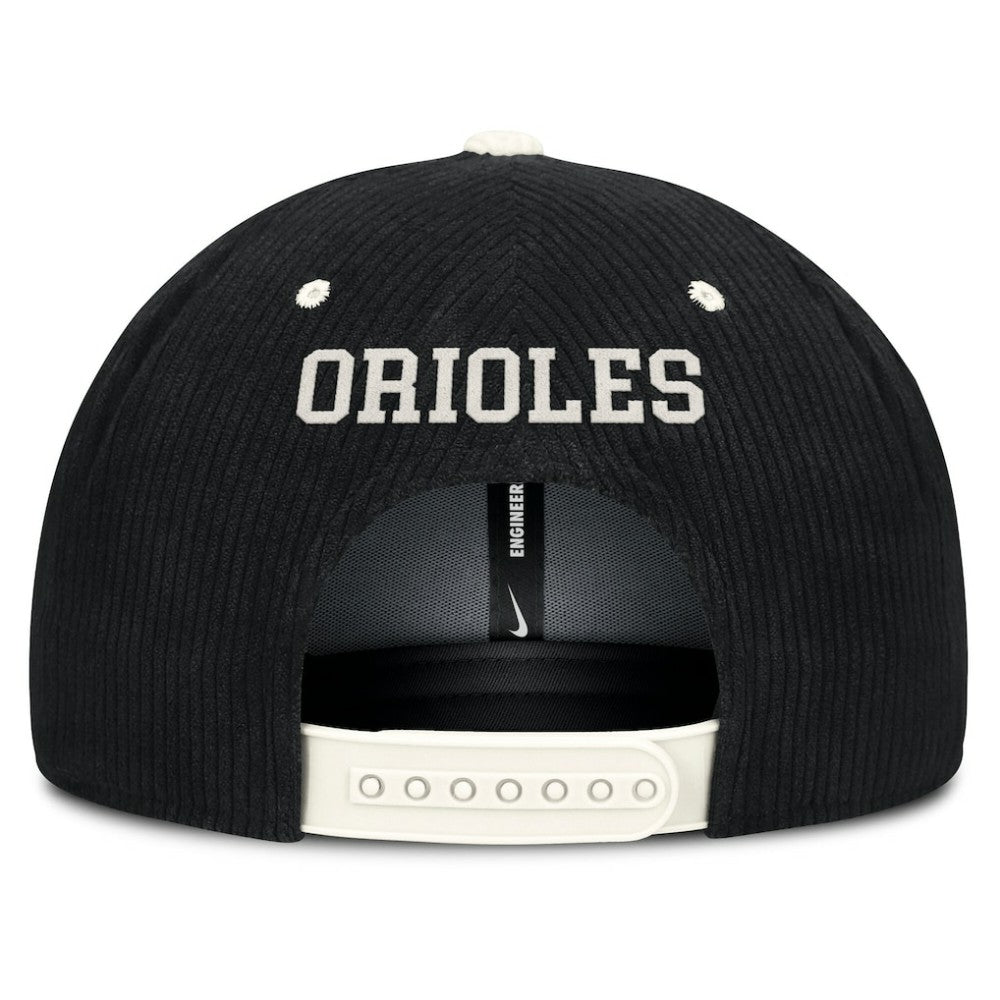 Baltimore Orioles Nike Pro Corduroy Structured Snapback Hat - Black Hats