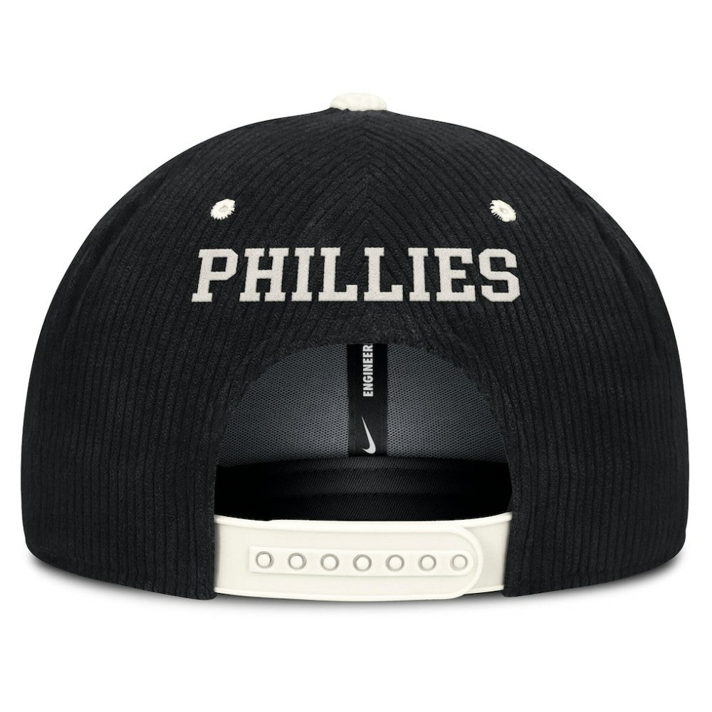 Philadelphia Phillies Nike Pro Corduroy Structured Snapback Hat - Black Hats