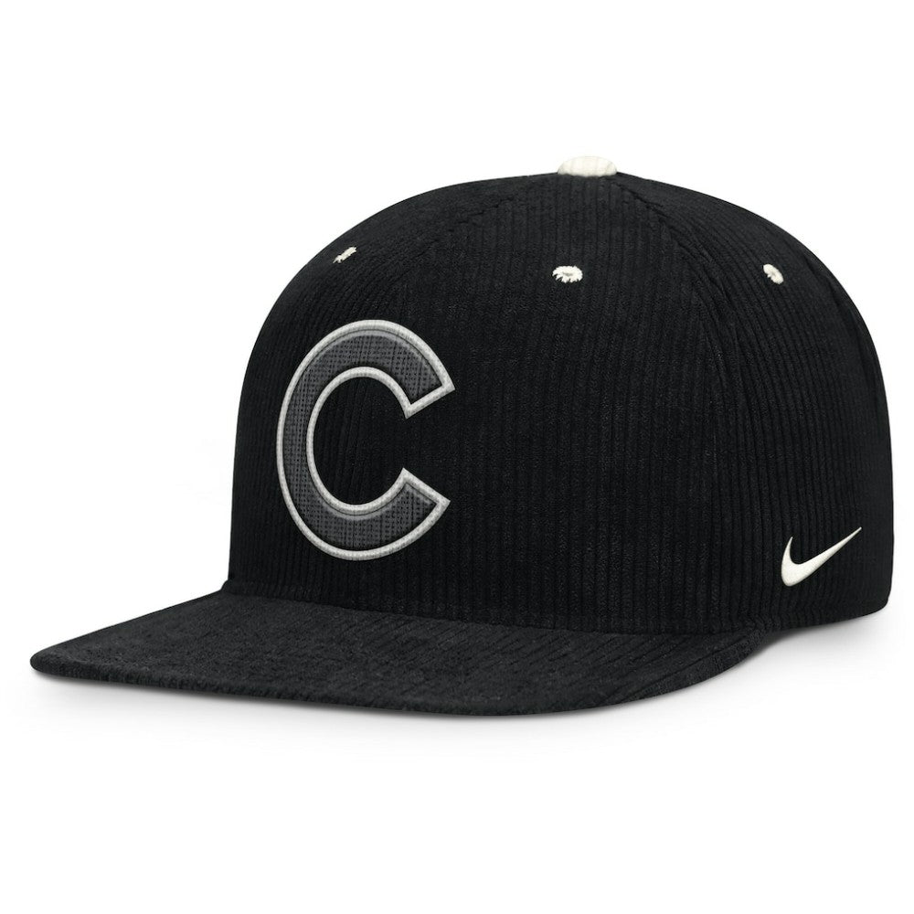 Chicago Cubs Nike Pro Corduroy Structured Snapback Hat - Black Hats