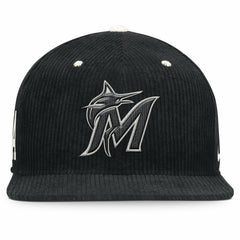 Miami Marlins Nike Pro Corduroy Structured Snapback Hat - Black Hats