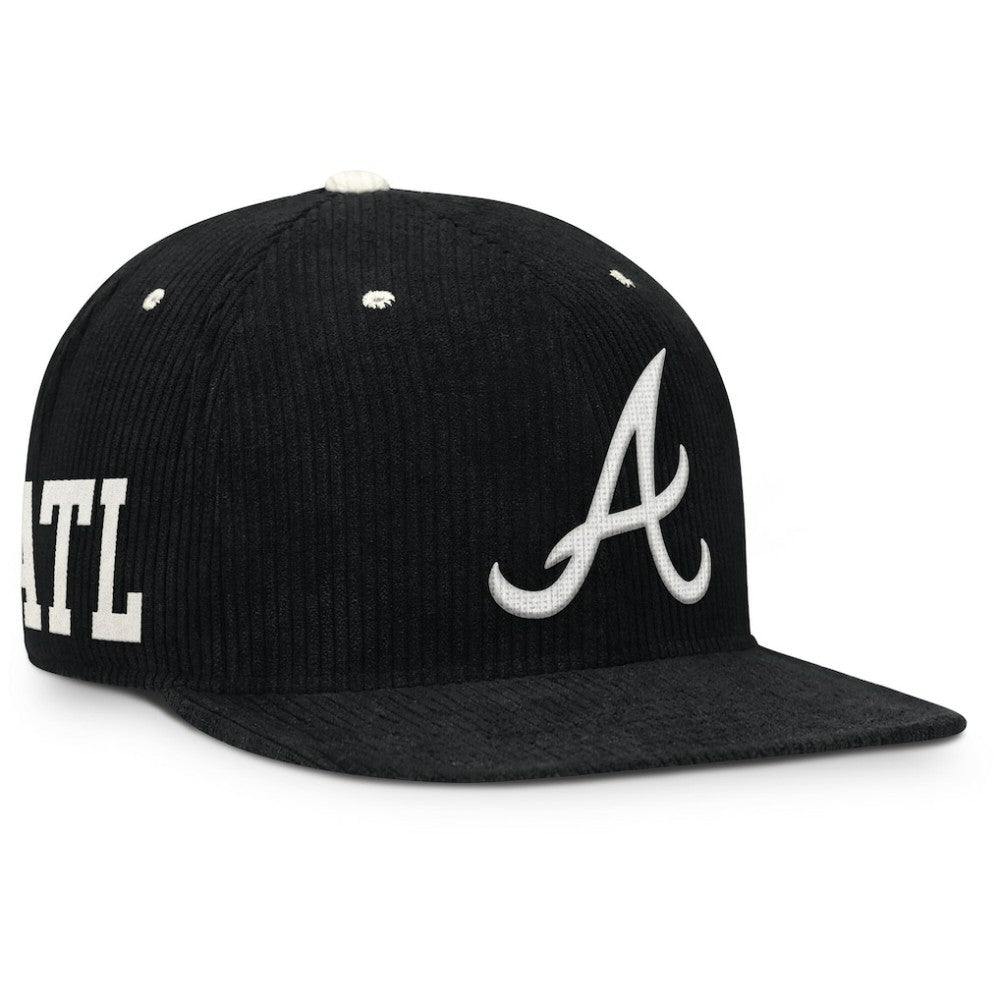 Atlanta Braves Nike Pro Corduroy Structured Snapback Hat - Black Hats