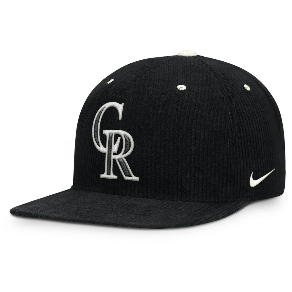 Colorado Rockies Nike Pro Corduroy Structured Snapback Hat - Black Hats
