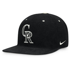 Colorado Rockies Nike Pro Corduroy Structured Snapback Hat - Black Hats