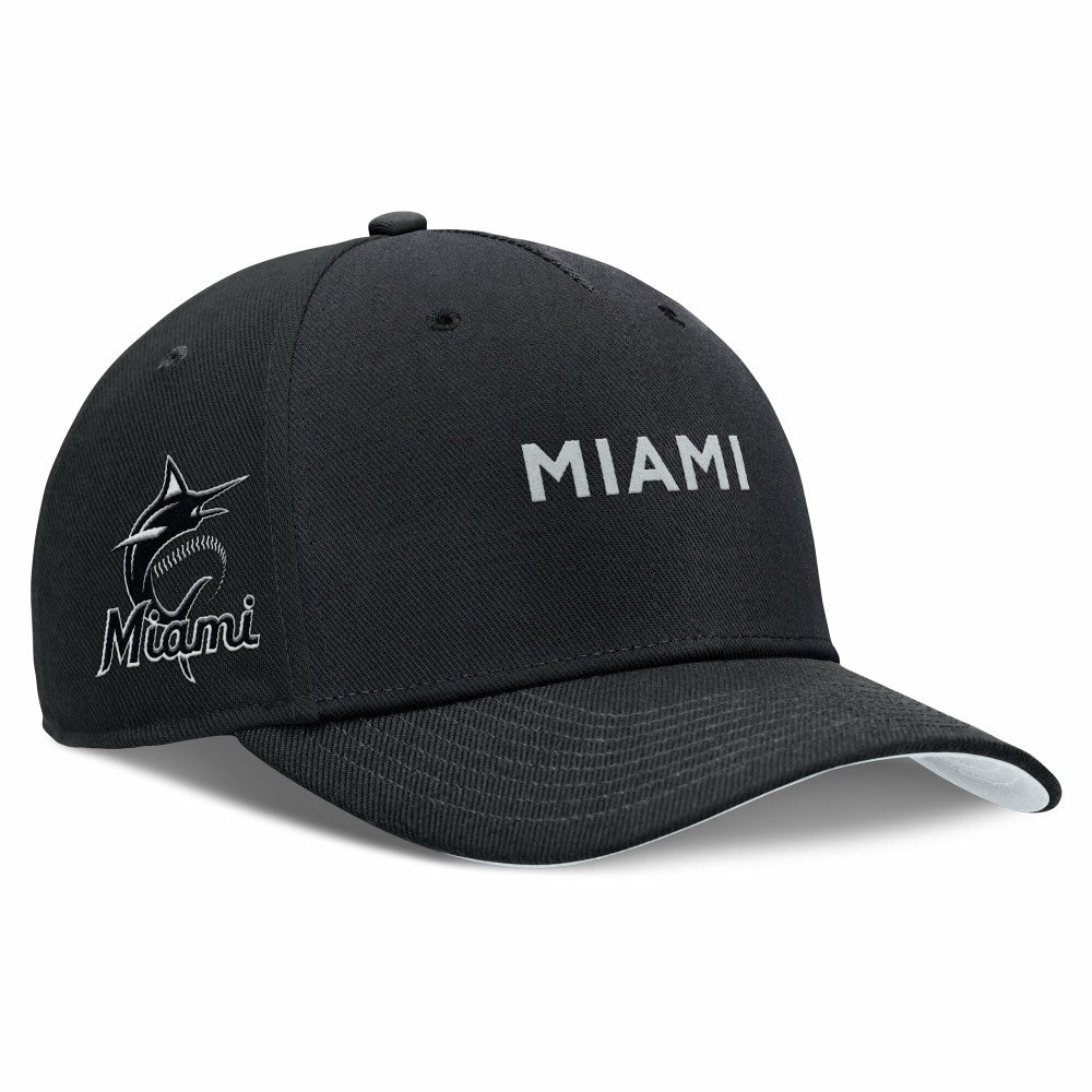 Miami Marlins Nike Rise Performance Adjustable Hat - Black Hats