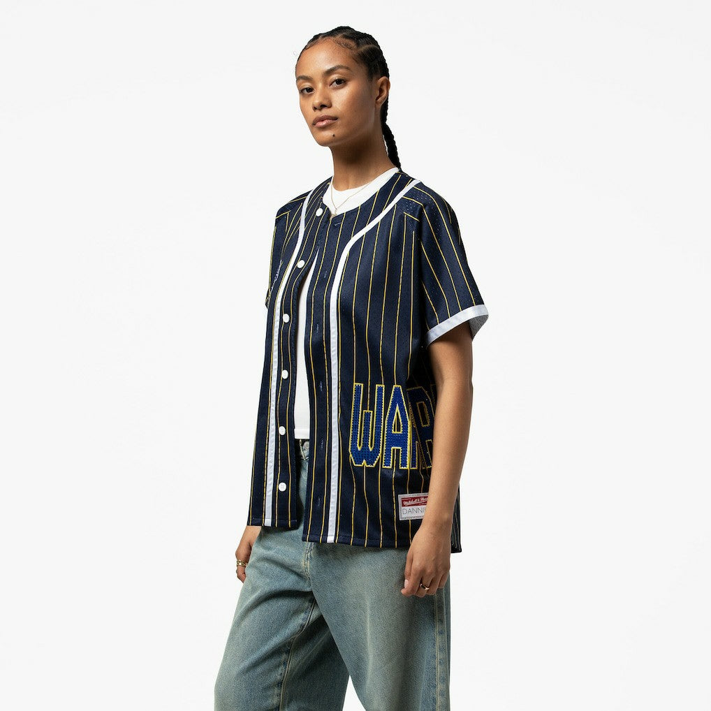 Golden State Warriors x DANNIJO Women's Fashion Baseball Jersey Blue
