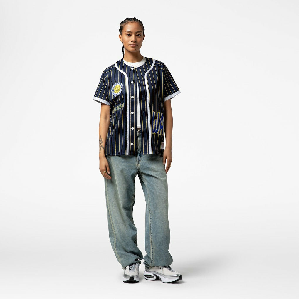 Golden State Warriors x DANNIJO Women's Fashion Baseball Jersey Blue