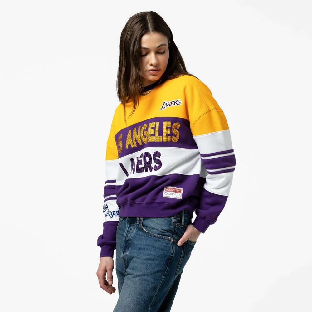 Los Angeles Lakers x DANNIJO Women's Blocked Pullover Sweatshirt Gold/Purple