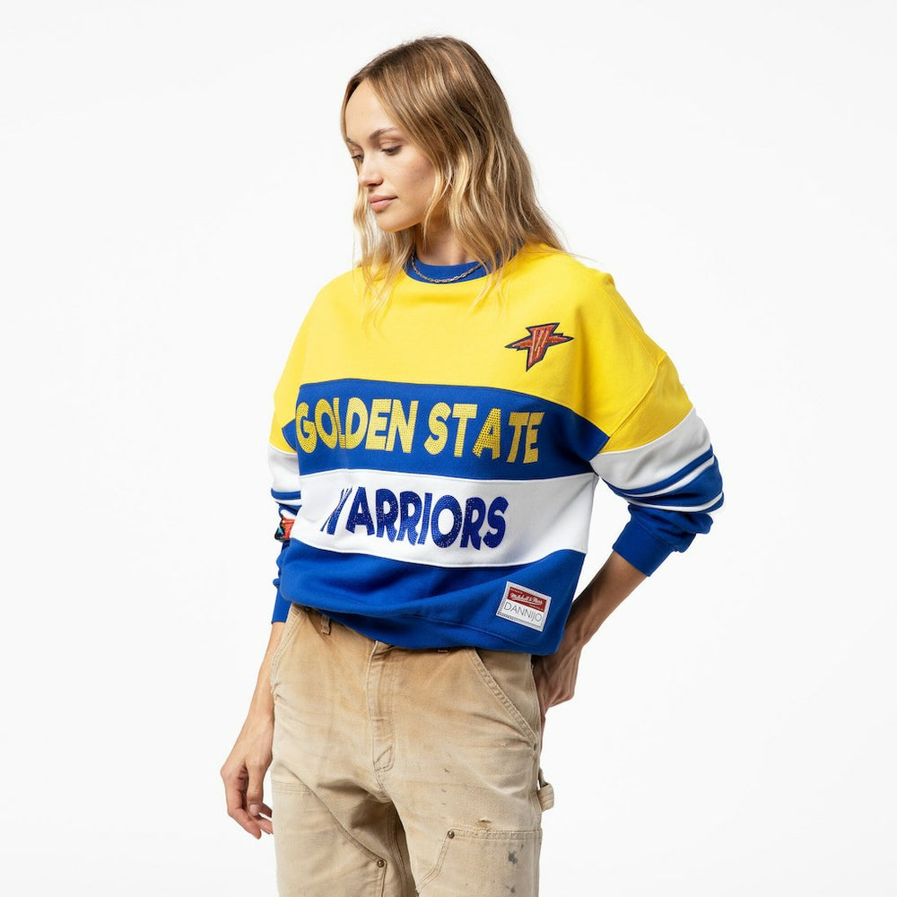 Golden State Warriors x DANNIJO Women's Blocked Pullover Sweatshirt Gold/Royal
