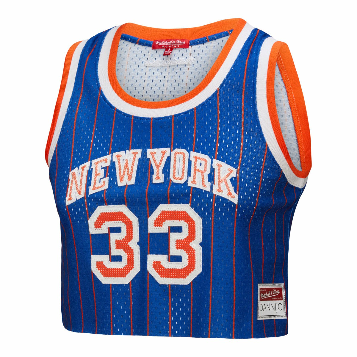 Patrick Ewing New York Knicks x DANNIJO Women's Fashion Cropped Basketball Jersey Royal