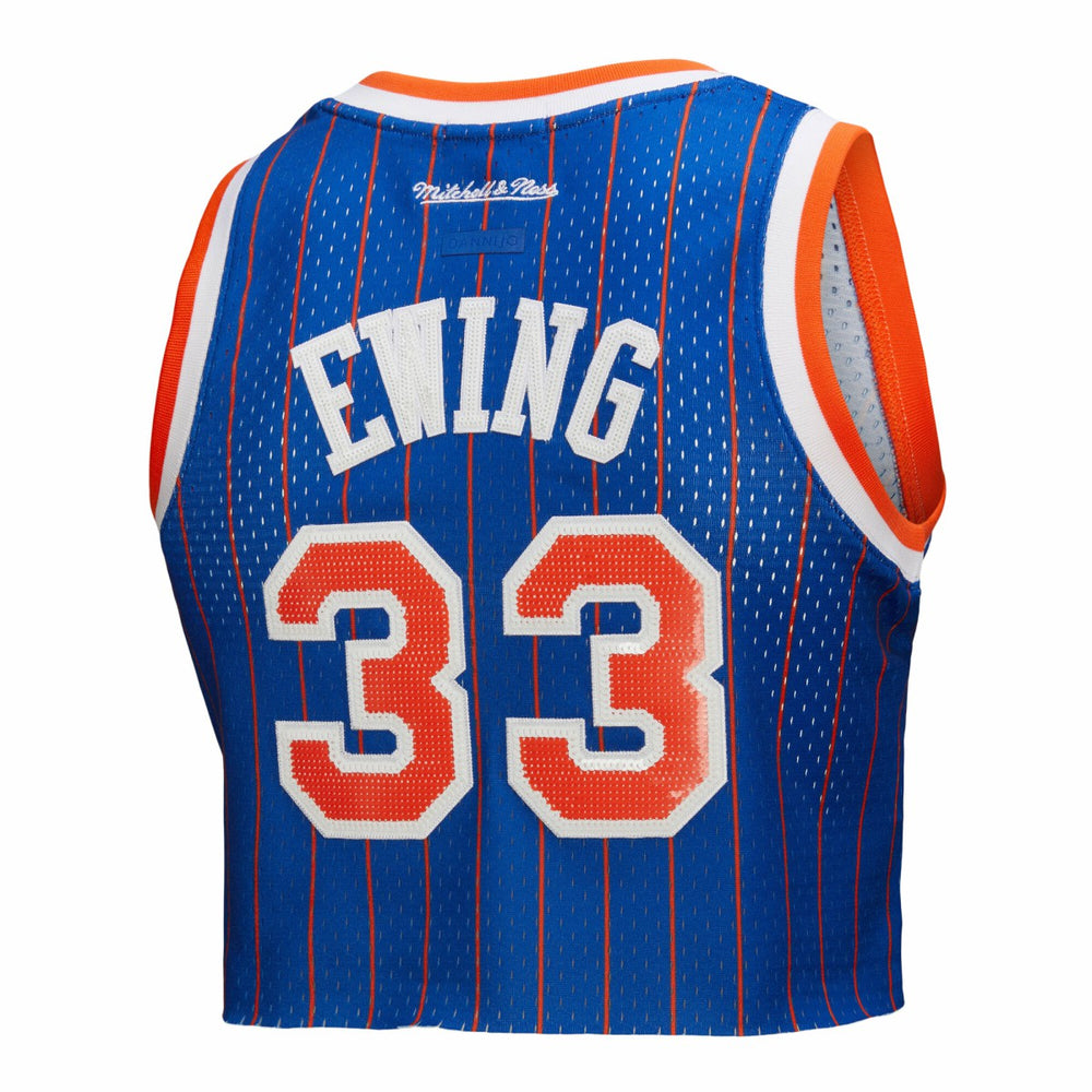 Patrick Ewing New York Knicks x DANNIJO Women's Fashion Cropped Basketball Jersey Royal