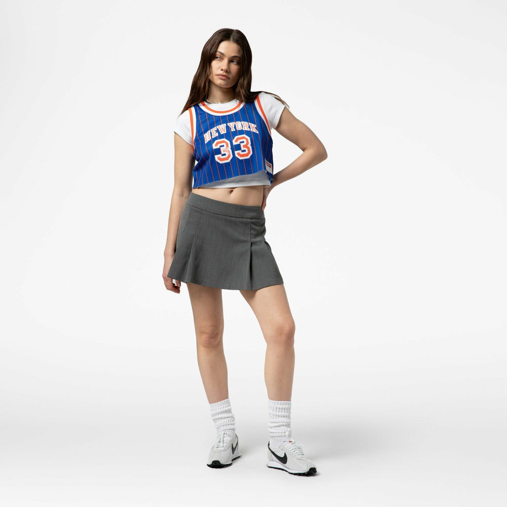 Patrick Ewing New York Knicks x DANNIJO Women's Fashion Cropped Basketball Jersey Royal