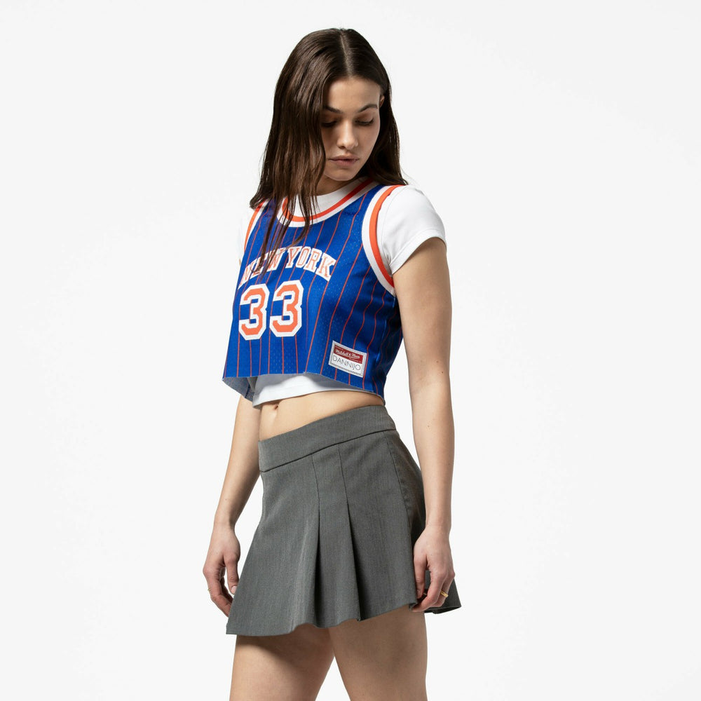 Patrick Ewing New York Knicks x DANNIJO Women's Fashion Cropped Basketball Jersey Royal