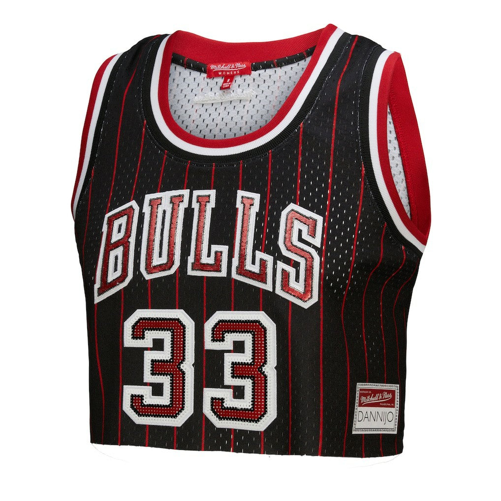 Scottie Pippen Chicago Bulls x DANNIJO Women's Fashion Cropped Basketball Jersey Black