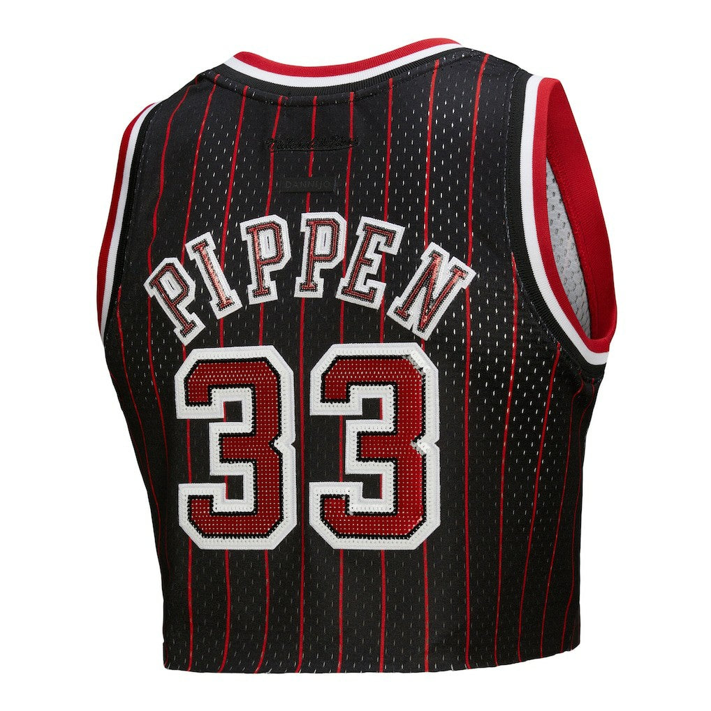 Scottie Pippen Chicago Bulls x DANNIJO Women's Fashion Cropped Basketball Jersey Black