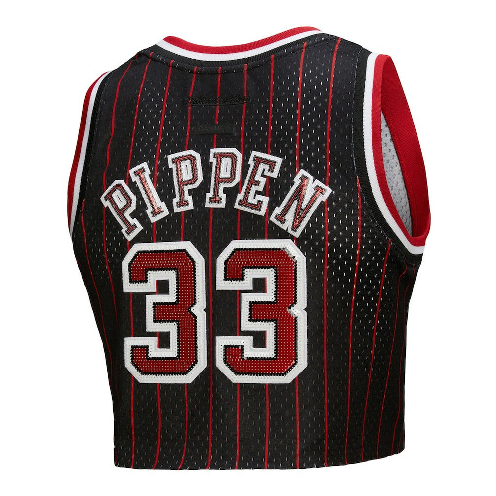 Scottie Pippen Chicago Bulls x DANNIJO Women's Fashion Cropped Basketball Jersey Black