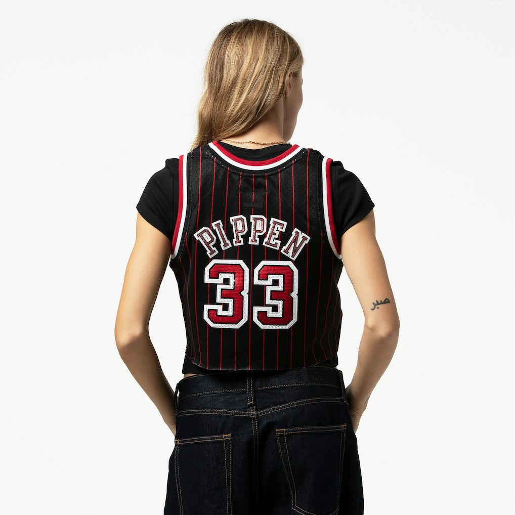 Scottie Pippen Chicago Bulls x DANNIJO Women's Fashion Cropped Basketball Jersey Black