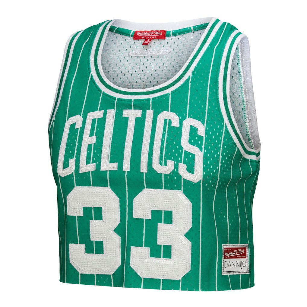 Larry Bird Boston Celtics x DANNIJO Women's Fashion Cropped Basketball Jersey Kelly Green